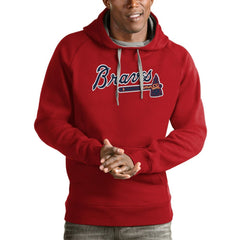 Atlanta Braves Antigua Victory Pullover Team Logo Hoodie - MLB Hoodies