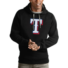 Texas Rangers Antigua Victory Pullover Team Logo Hoodie - MLB Hoodies