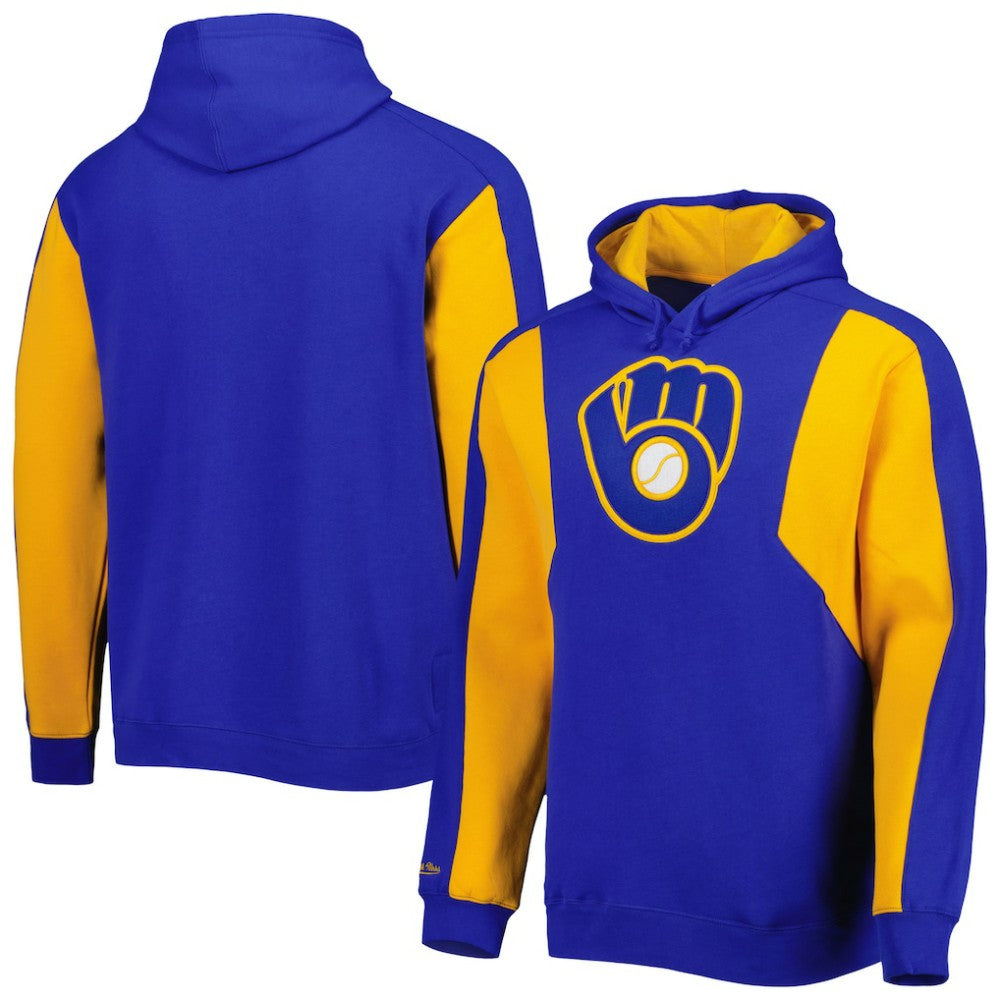Milwaukee Brewers Mitchell & Ness Colorblocked Fleece Pullover Hoodie - MLB Hoodies