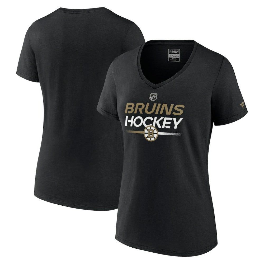Boston Bruins Fanatics Women's Authentic Pro V-Neck T-Shirt -  NHL T-shirts