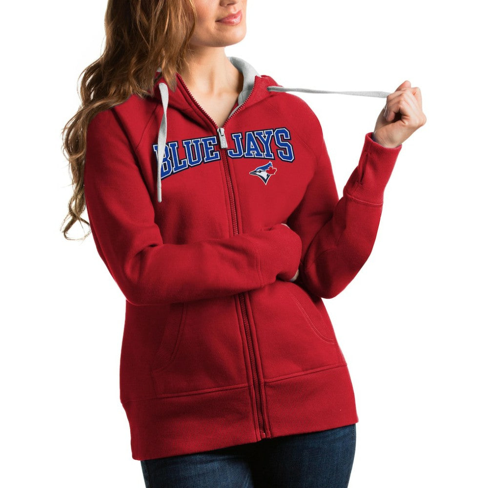 Toronto Blue Jays Antigua Women's Team Logo Victory Full-Zip Hoodie - MLB Hoodies