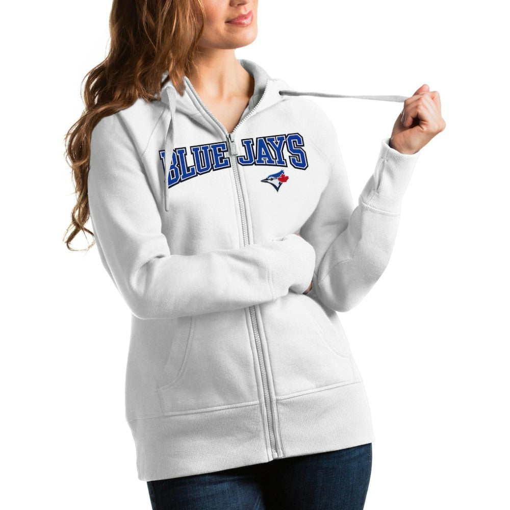 Toronto Blue Jays Antigua Women's Team Logo Victory Full-Zip Hoodie - MLB Hoodies