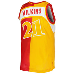 Yellow/Red Dominique Wilkins Atlanta Hawks Hardwood Classics 1986/87 Split Swingman Jersey | NBA
