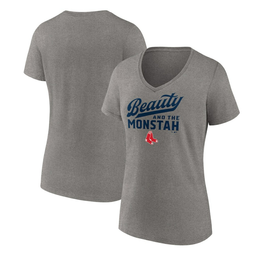 Boston Red Sox Women's Beauty And The Monstah V-Neck T-Shirt - MLB T-shirts