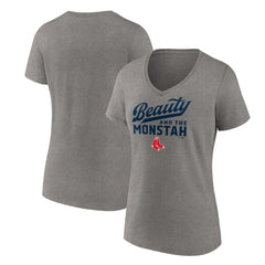 Boston Red Sox Women's Beauty And The Monstah V-Neck T-Shirt - MLB T-shirts