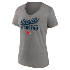 Boston Red Sox Women's Beauty And The Monstah V-Neck T-Shirt - MLB T-shirts