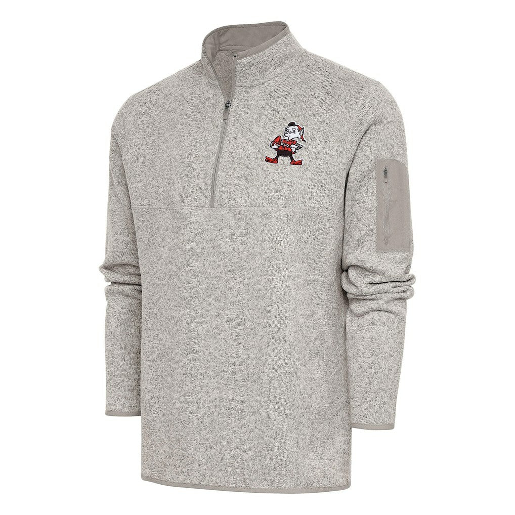 Cleveland Browns Antigua Throwback Fortune Quarter-Zip Pullover Jacket | NFL US