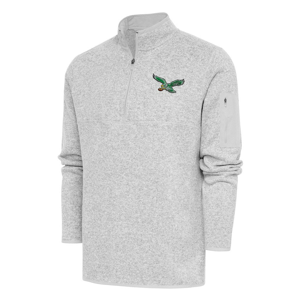 Philadelphia Eagles Antigua Throwback Fortune Quarter-Zip Pullover Jacket | NFL Outlet