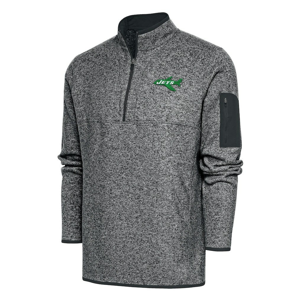 New York Jets Antigua Throwback Fortune Quarter-Zip Pullover Jacket | NFL Sale