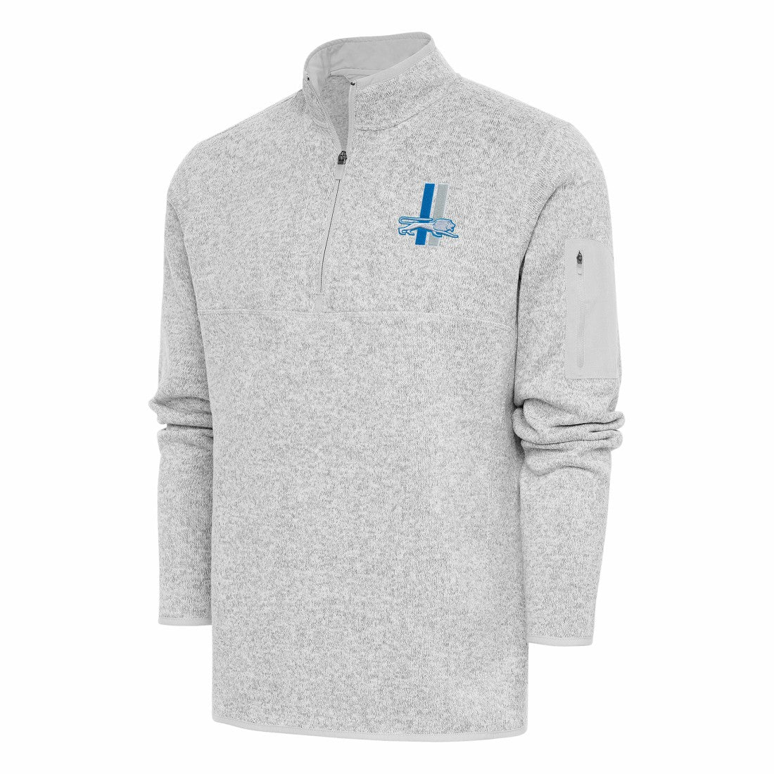 Detroit Lions Antigua Throwback Fortune Quarter-Zip Pullover Jacket | NFL Outlet