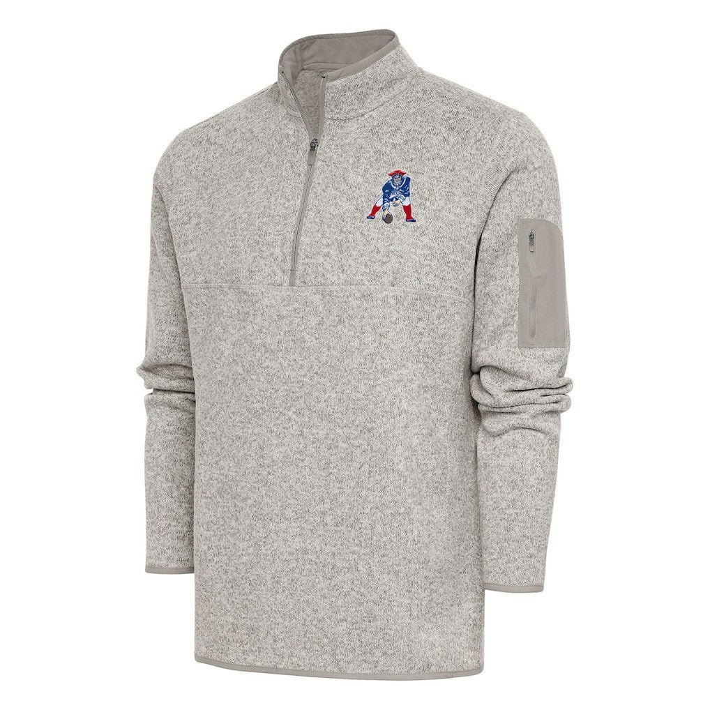 New England Patriots Antigua Throwback Fortune Quarter-Zip Pullover Jacket | NFL US