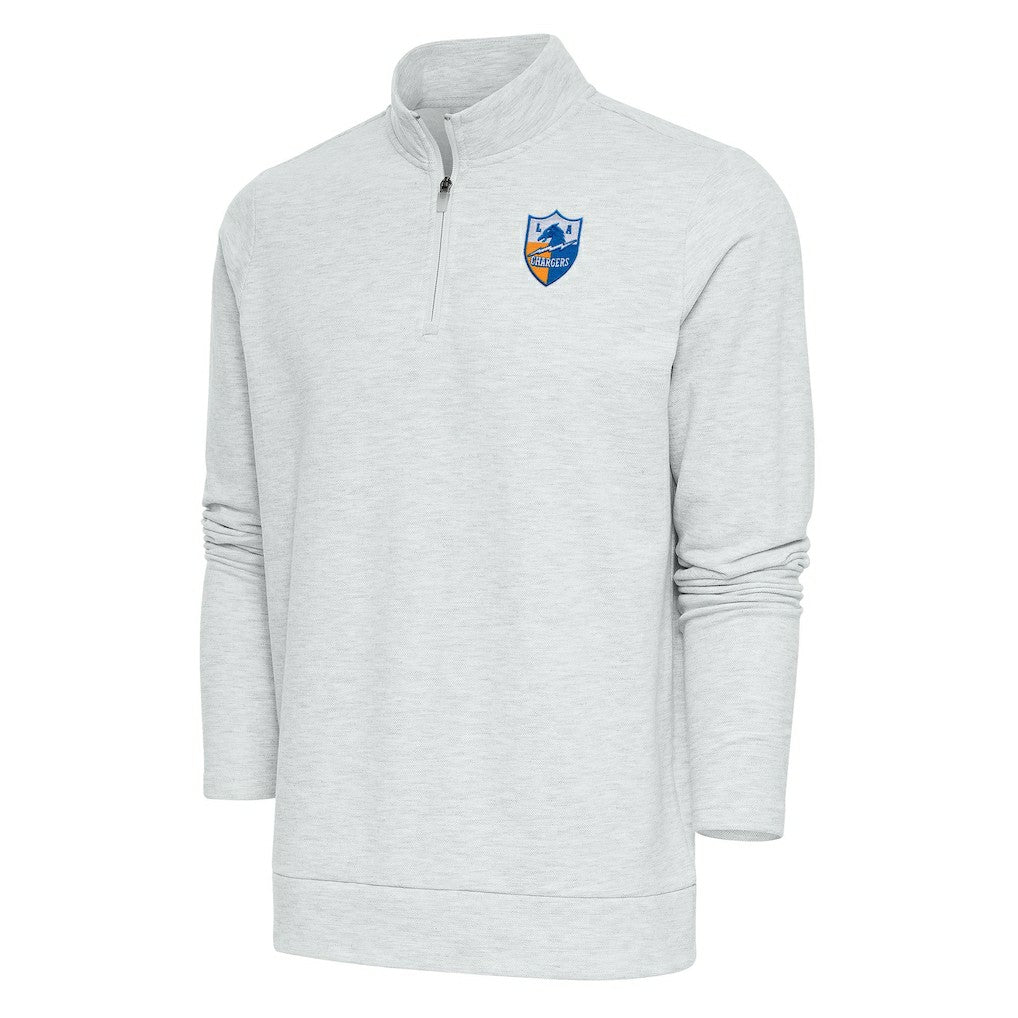 Los Angeles Chargers Antigua Team Logo Throwback Gambit Quarter-Zip Pullover Top | NFL Discount