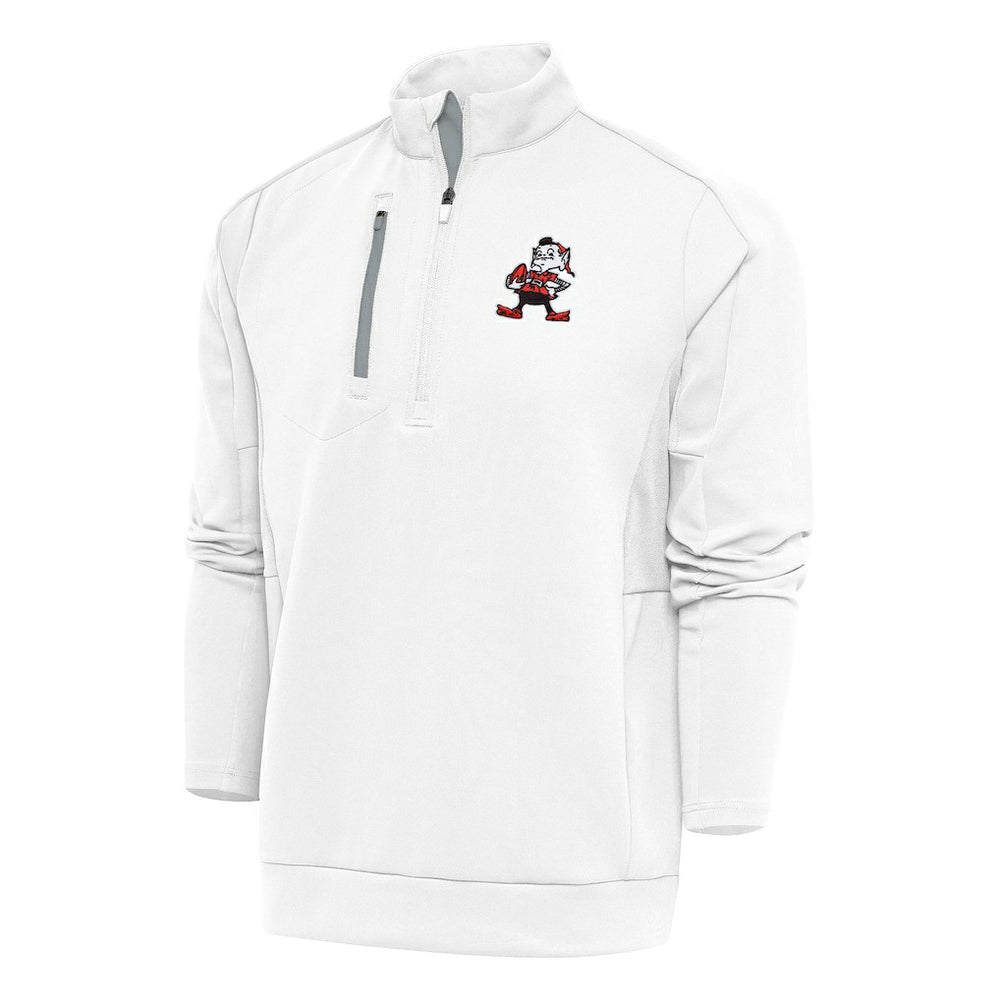 Cleveland Browns Antigua Team Logo Throwback Generation Quarter-Zip Pullover Top | NFL New