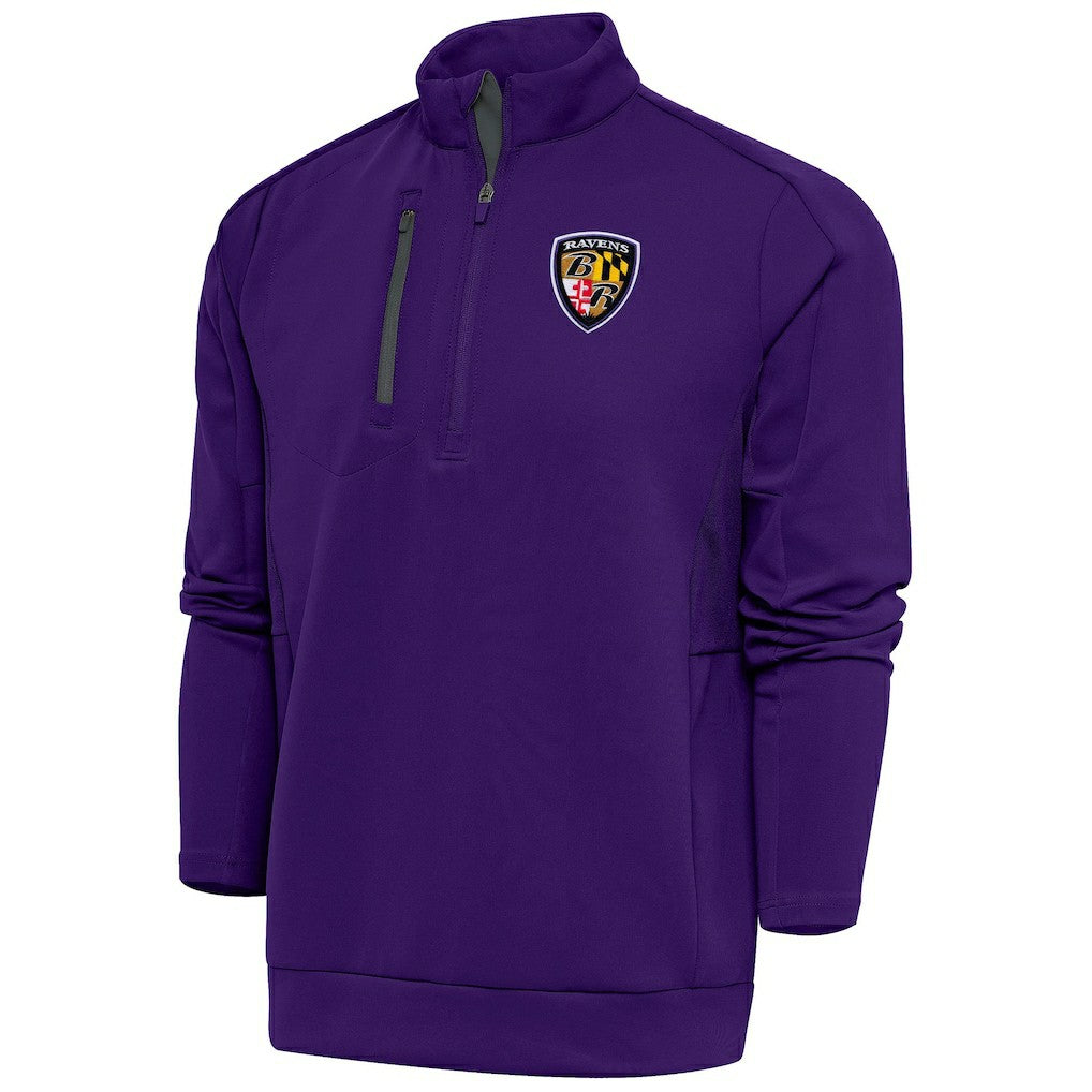 Baltimore Ravens Antigua Team Logo Throwback Generation Quarter-Zip Pullover Top | NFL New