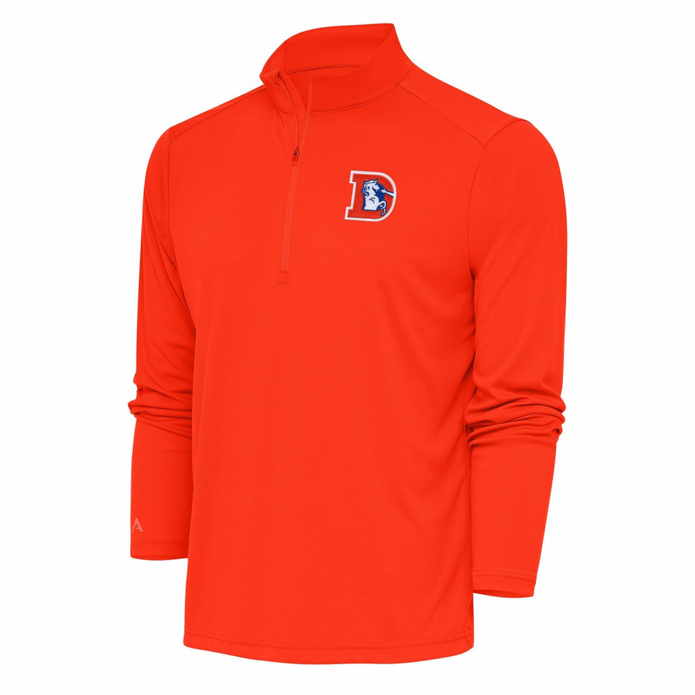 Denver Broncos Antigua Team Logo Throwback Tribute Quarter-Zip Pullover Top | NFL Outlet