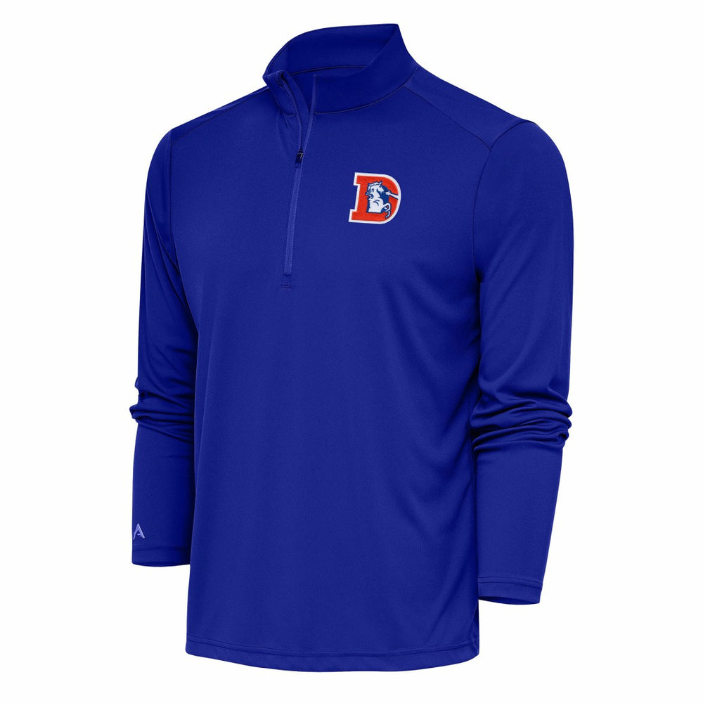 Denver Broncos Antigua Team Logo Throwback Tribute Quarter-Zip Pullover Top | NFL Sale