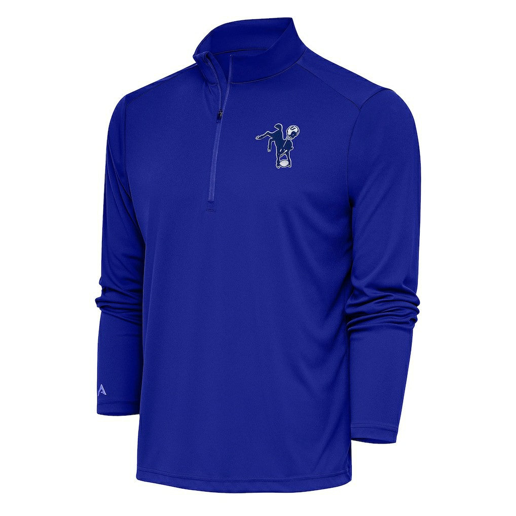 Indianapolis Colts Antigua Team Logo Throwback Tribute Quarter-Zip Pullover Top | NFL Discount