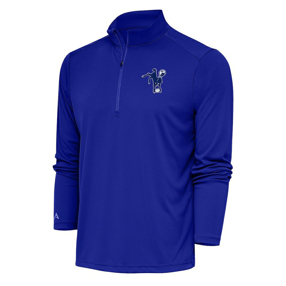 Indianapolis Colts Antigua Team Logo Throwback Tribute Quarter-Zip Pullover Top | NFL Discount