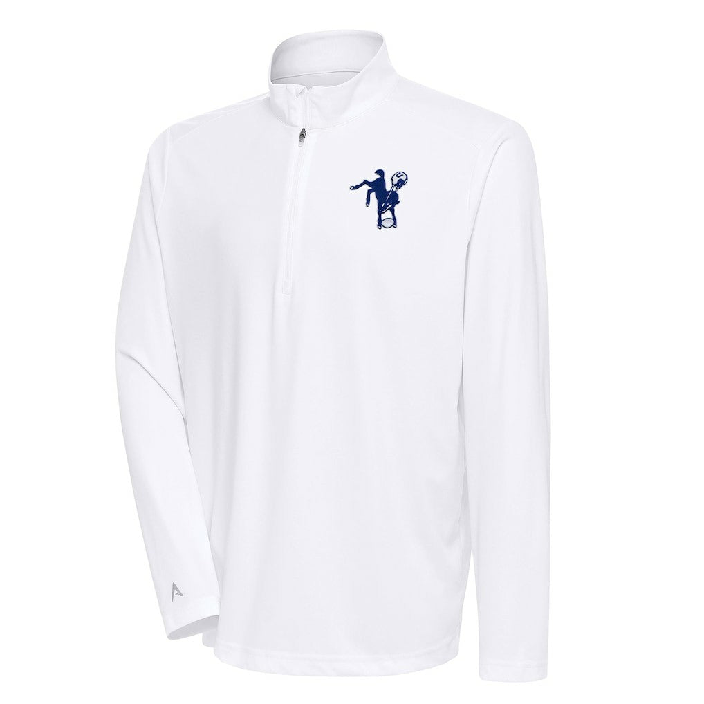 Indianapolis Colts Antigua Team Logo Throwback Tribute Quarter-Zip Pullover Top | NFL Outlet