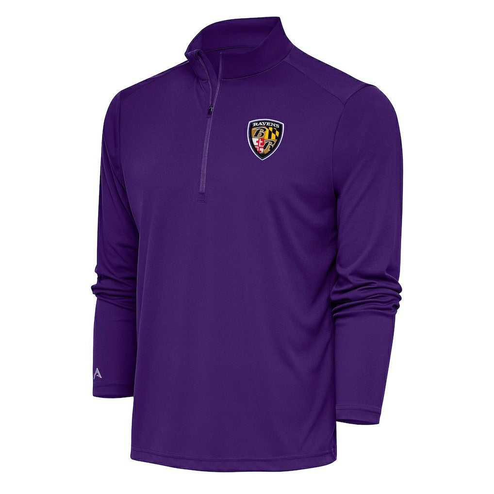 Baltimore Ravens Antigua Team Logo Throwback Tribute Quarter-Zip Pullover Top | NFL Outlet