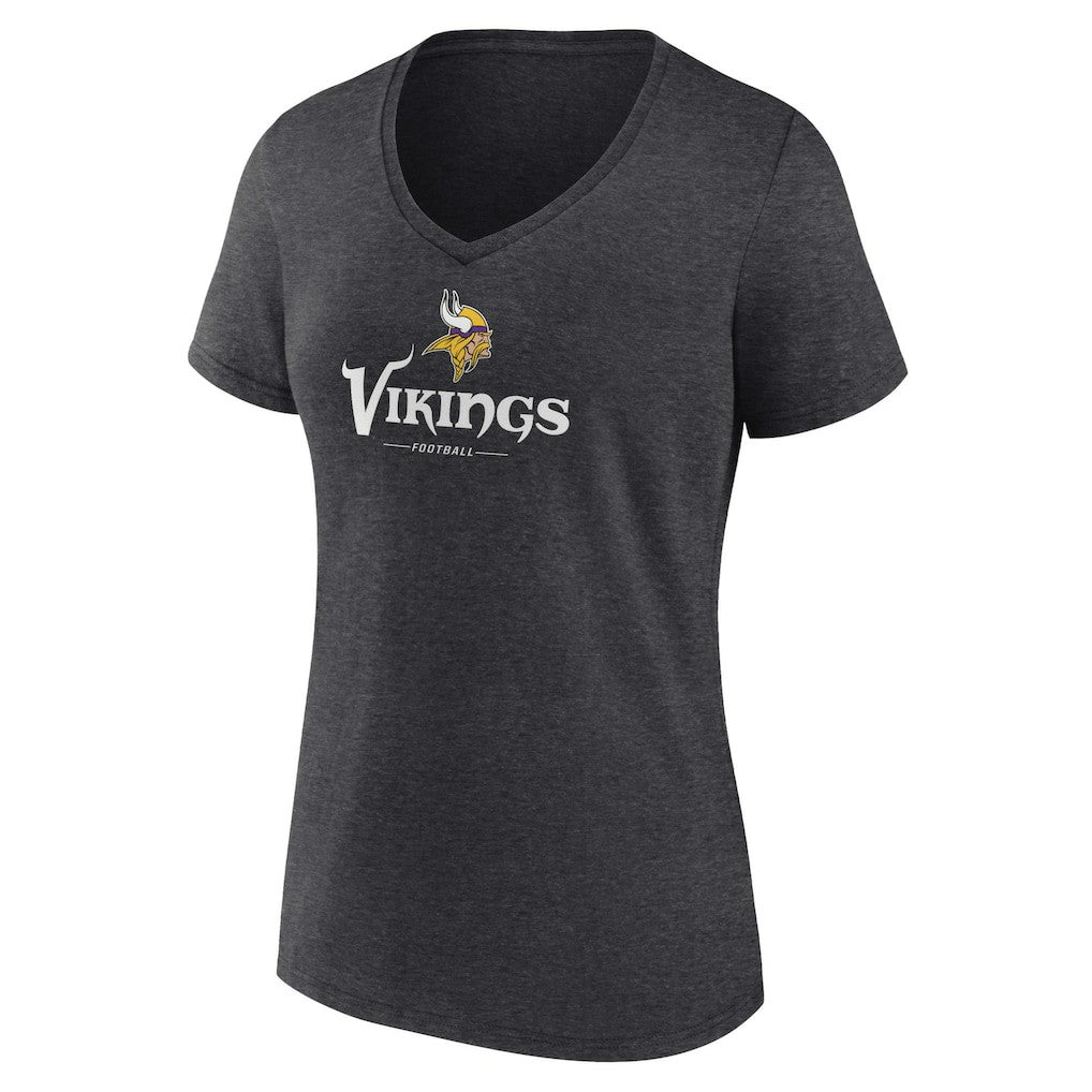 Minnesota Vikings Women's Logo Team Lockup V-Neck T-Shirt | NFL Outlet