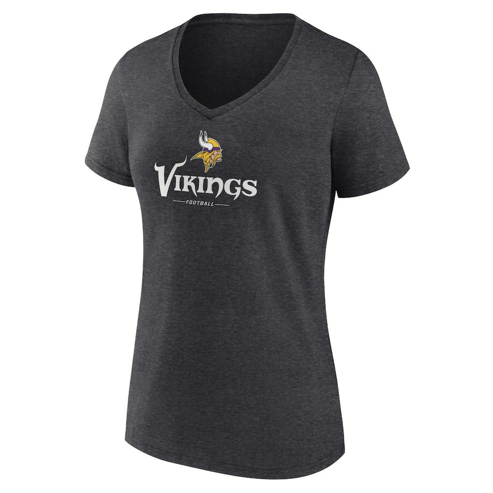 Minnesota Vikings Women's Logo Team Lockup V-Neck T-Shirt | NFL Outlet