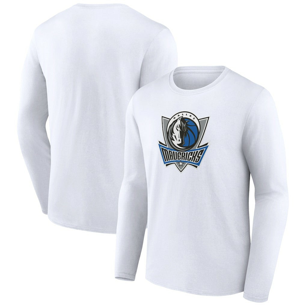 White Dallas Mavericks Alternate Logo Long Sleeve T-Shirt sale | NBA