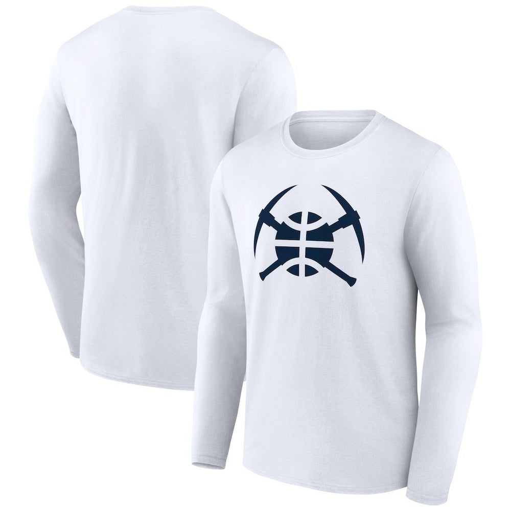 White Denver Nuggets Alternate Logo Long Sleeve T-Shirt sale | NBA