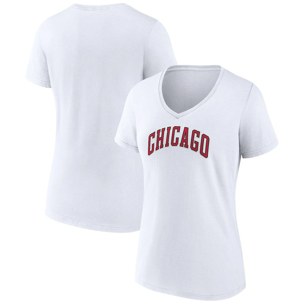 White Chicago Bulls Women's Alternate Logo V-Neck T-Shirt sale | NBA