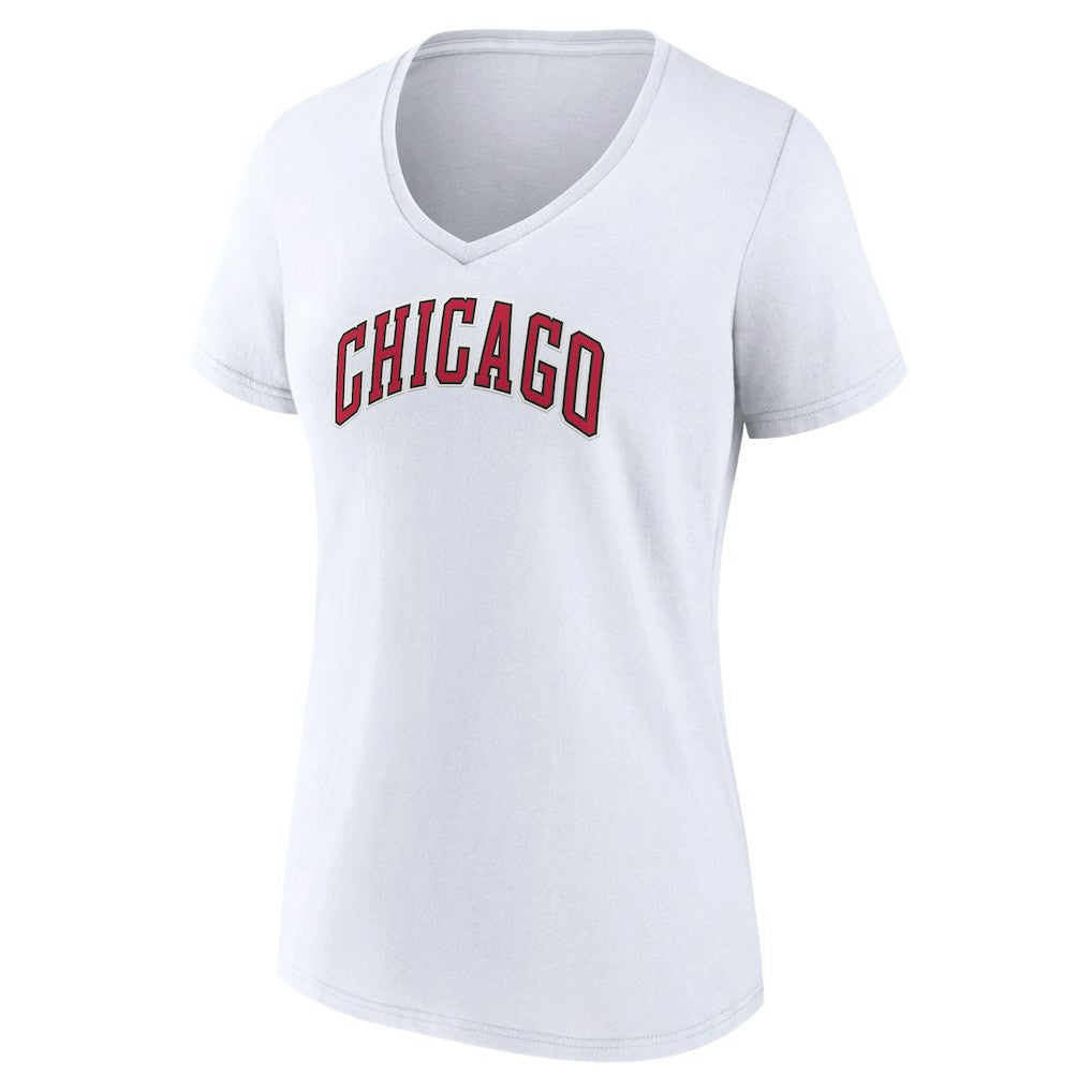 White Chicago Bulls Women's Alternate Logo V-Neck T-Shirt sale | NBA
