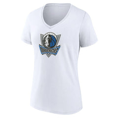 White Dallas Mavericks Women's Alternate Logo V-Neck T-Shirt sale | NBA