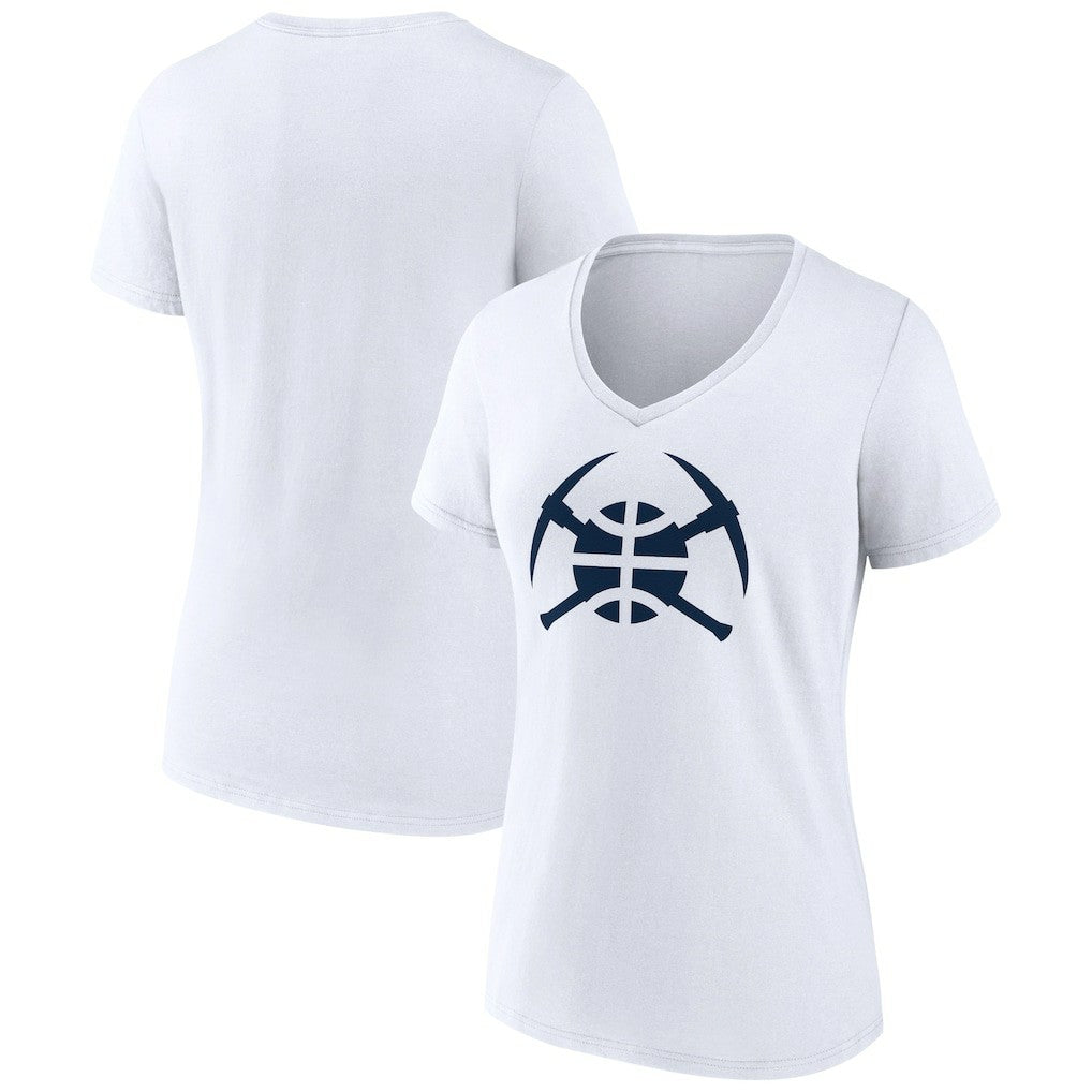 White Denver Nuggets Women's Alternate Logo V-Neck T-Shirt sale | NBA