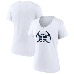 White Denver Nuggets Women's Alternate Logo V-Neck T-Shirt sale | NBA