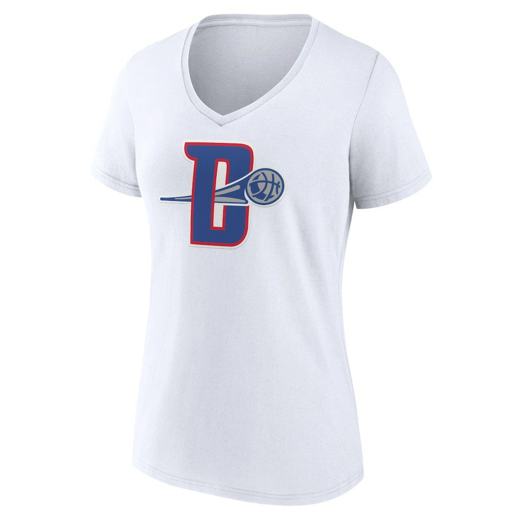 White Detroit Pistons Women's Alternate Logo V-Neck T-Shirt sale | NBA