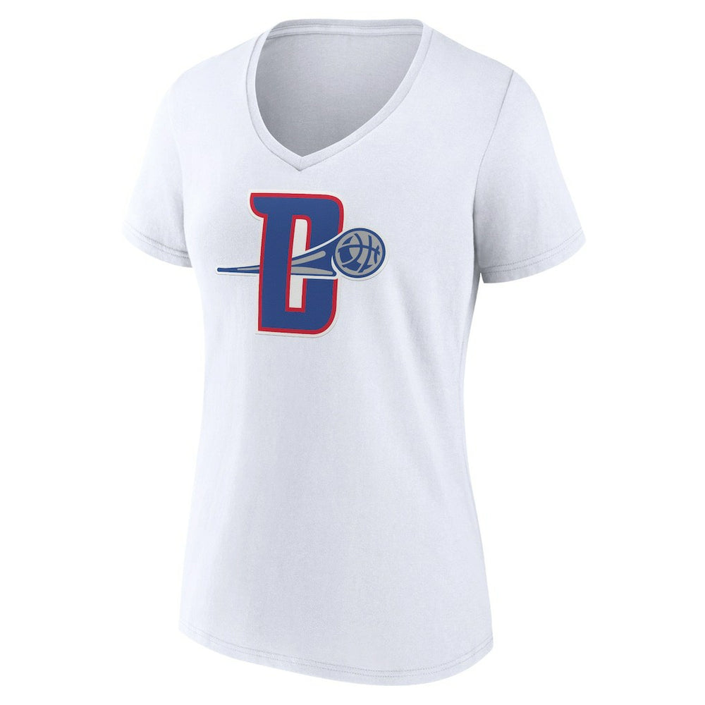 White Detroit Pistons Women's Alternate Logo V-Neck T-Shirt sale | NBA