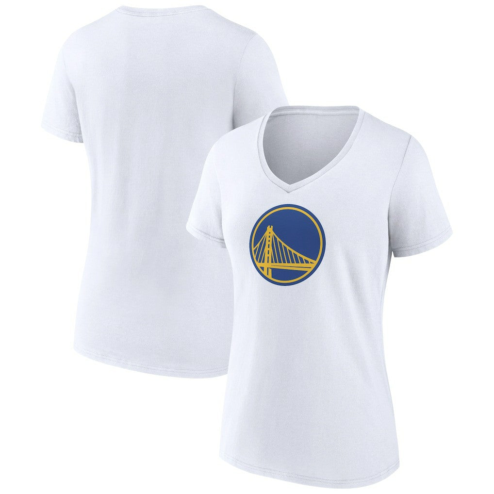 White Golden State Warriors Women's Alternate Logo V-Neck T-Shirt sale | NBA