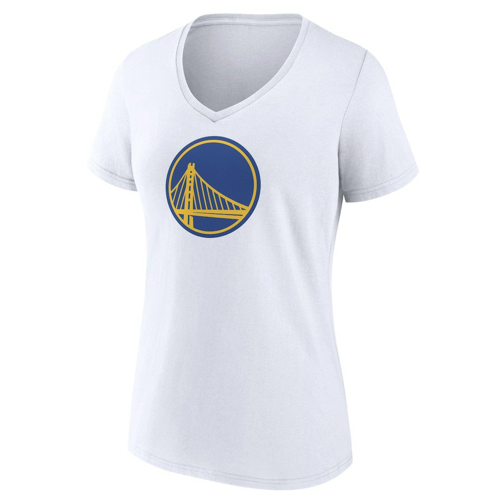 White Golden State Warriors Women's Alternate Logo V-Neck T-Shirt sale | NBA
