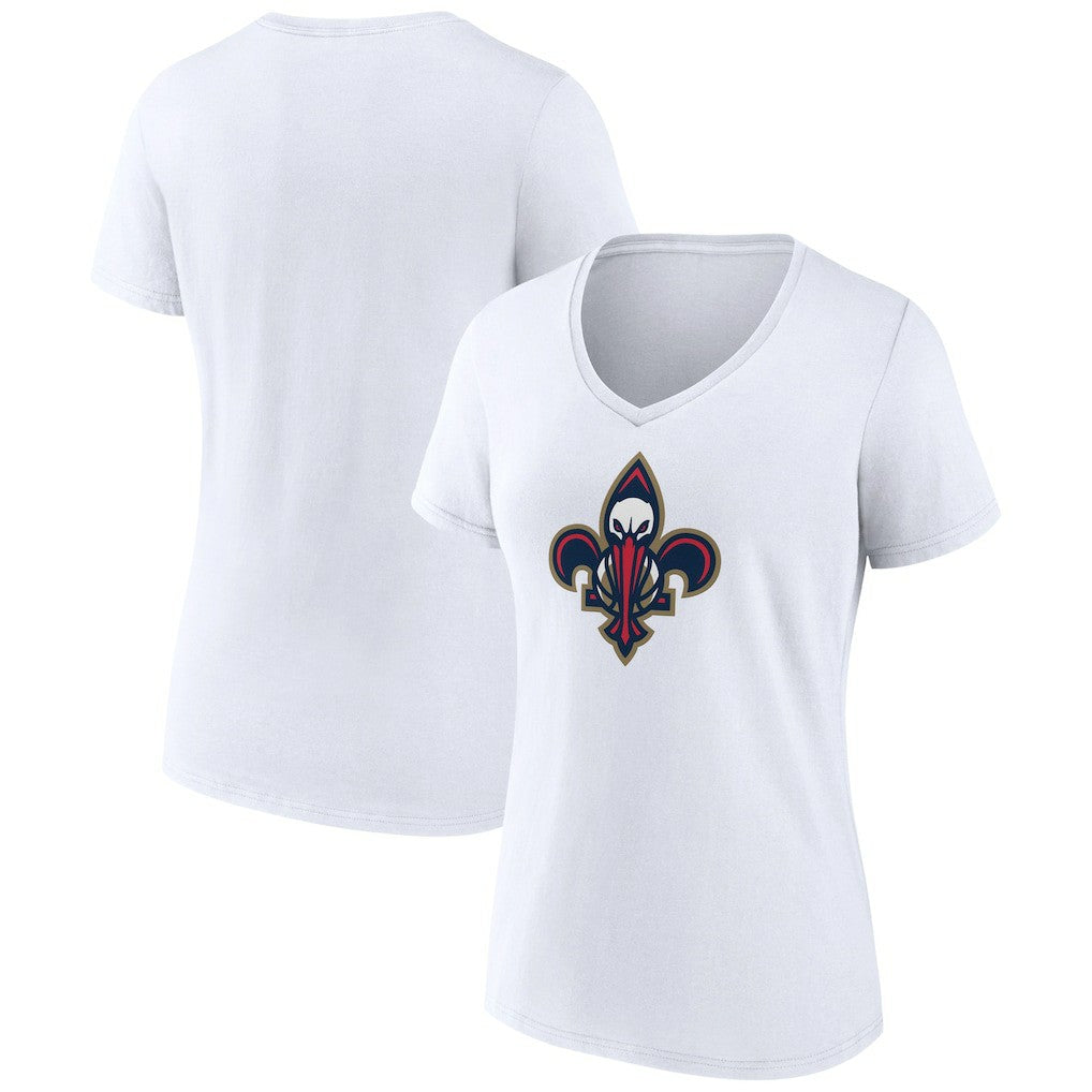 White New Orleans Pelicans Women's Alternate Logo V-Neck T-Shirt | NBA