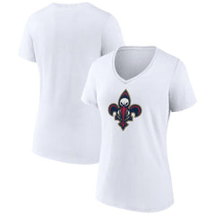 White New Orleans Pelicans Women's Alternate Logo V-Neck T-Shirt | NBA