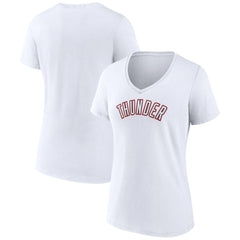 White Oklahoma City Thunder Women's Alternate Logo V-Neck T-Shirt | NBA