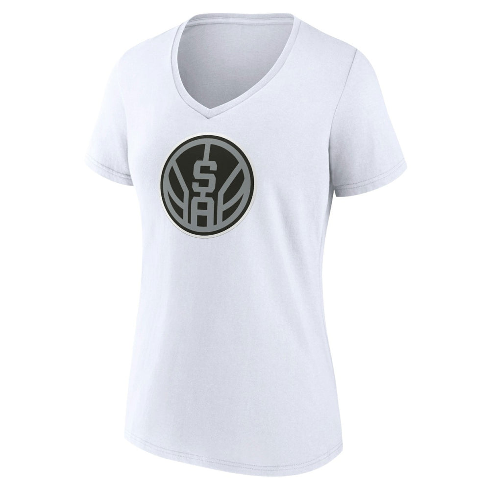 White San Antonio Spurs Women's Alternate Logo V-Neck T-Shirt | NBA