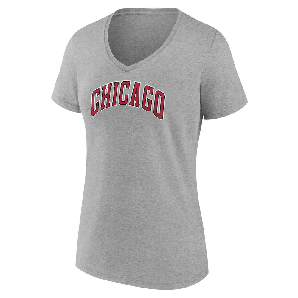 Heather Gray Chicago Bulls Women's Alternate Logo V-Neck T-Shirt | NBA