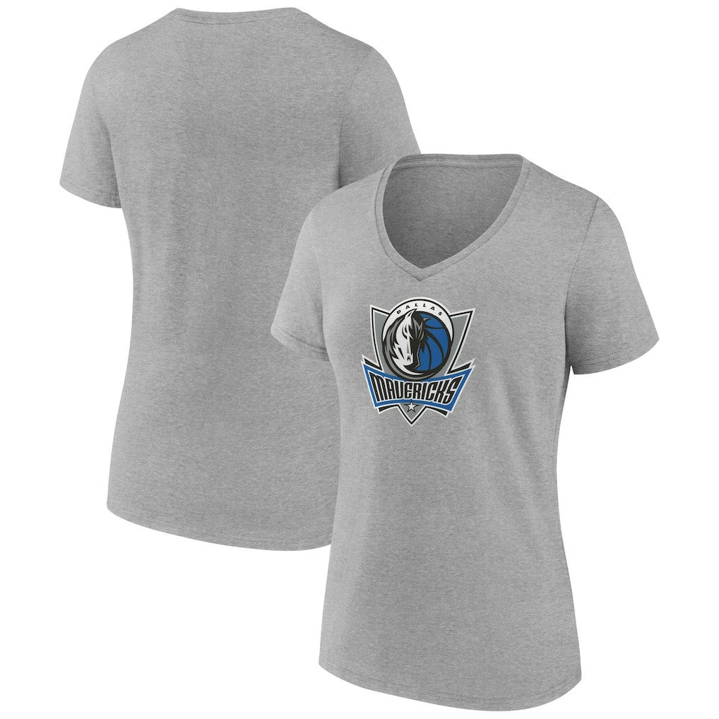 Heather Gray Dallas Mavericks Women's Alternate Logo V-Neck T-Shirt sale | NBA