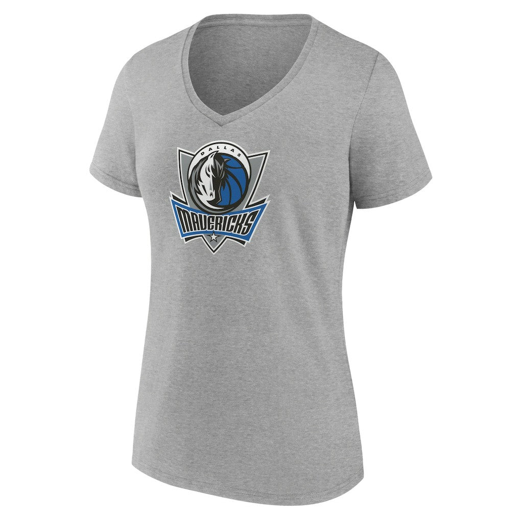 Heather Gray Dallas Mavericks Women's Alternate Logo V-Neck T-Shirt sale | NBA