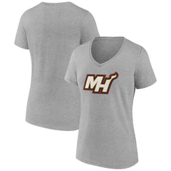 Heather Gray Miami Heat Women's Alternate Logo V-Neck T-Shirt | NBA