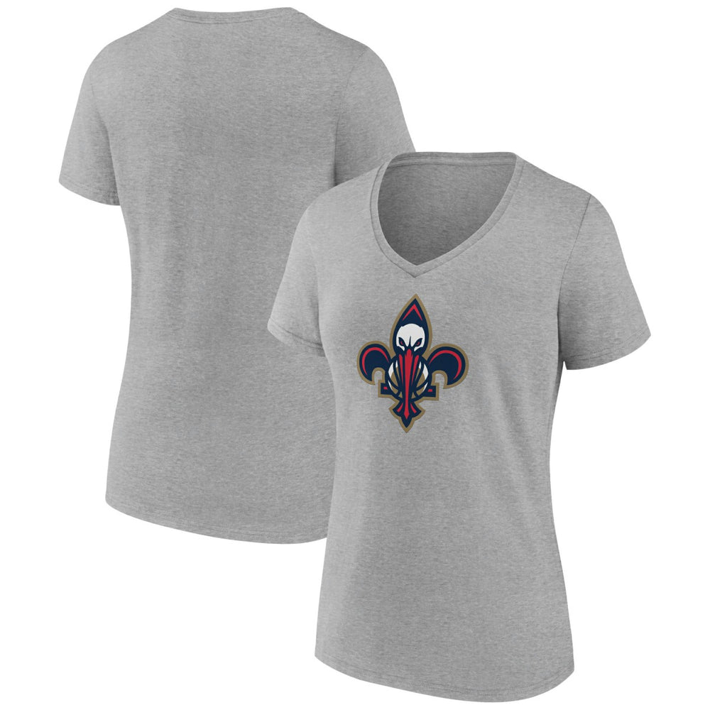 Heather Gray New Orleans Pelicans Women's Alternate Logo V-Neck T-Shirt | NBA