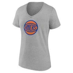 Heather Gray New York Knicks Women's Alternate Logo V-Neck T-Shirt | NBA