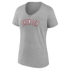 Heather Gray Oklahoma City Thunder Women's Alternate Logo V-Neck T-Shirt | NBA