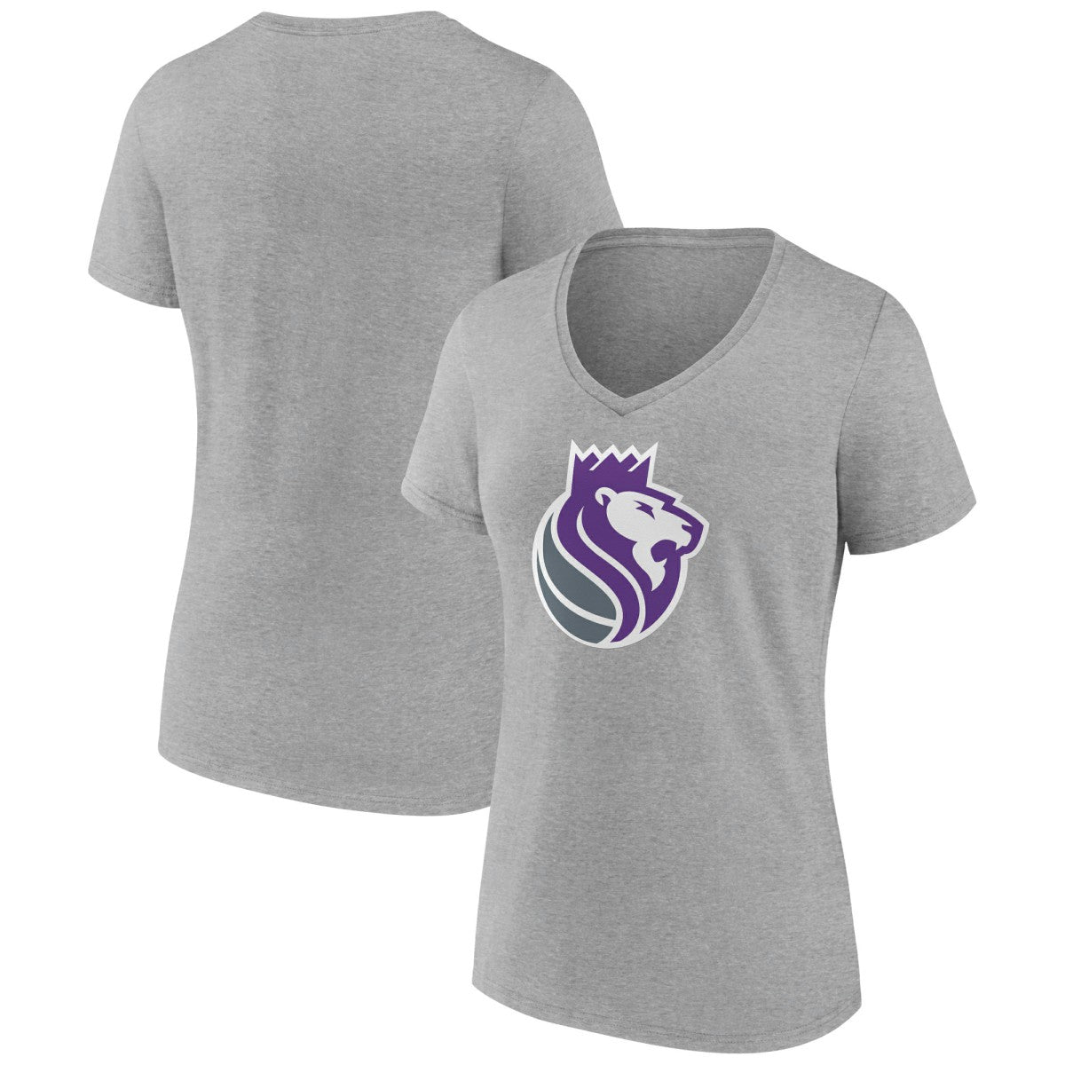 Heather Gray Sacramento Kings Women's Alternate Logo V-Neck T-Shirt | NBA