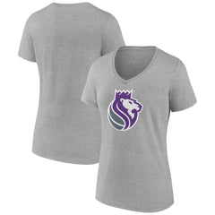 Heather Gray Sacramento Kings Women's Alternate Logo V-Neck T-Shirt | NBA